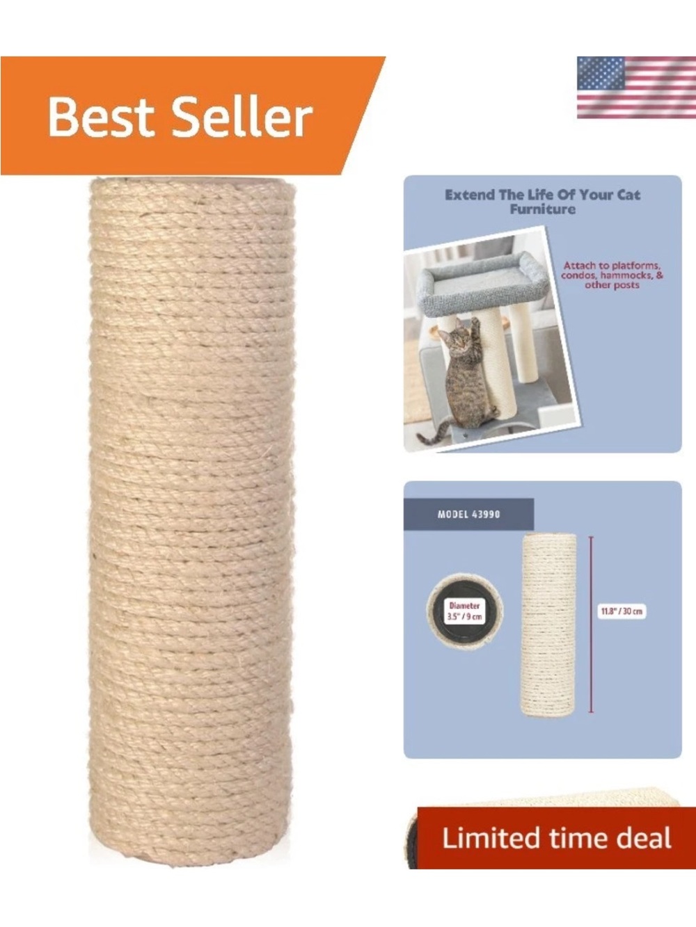 Trixie Natural Sisal Cat Scratching Posts - Beige (Set of 2)